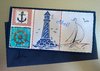 (10) Maritime Klappkarte mit Umschlag und 2 individuell gestaltete Bordkarten